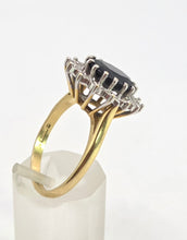 Load image into Gallery viewer, 2741: Vintage: 18ct Gold Australian Blue Sapphire Diamonds Diana Cluster Ring - From 1982
