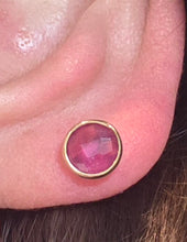 Load image into Gallery viewer, 2595: Vintage: 9ct Gold Round Cut Rubies Stud Earrings
