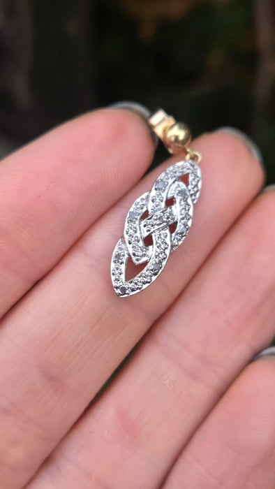 2322: Vintage: 9ct Yellow & White Gold 24 Natural Diamonds Stud/Drop Earrings