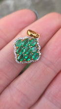 Load image into Gallery viewer, 2792: Vintage 9ct Gold Emeralds &amp; 46 Diamonds Pendant
