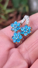 Load image into Gallery viewer, 2216: Vintage: 9ct White Gold Blue  Apatites Diamonds Floral Closer Pendant
