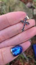 Load image into Gallery viewer, 2064 Vintage: 9ct Gold 21 Deep Blue Spinels Cross Pendant
