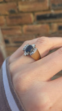 Load image into Gallery viewer, 2616: Vintage: 18ct Gold Blue Sapphire Diamonds (1.10ct) Cocktail Ring- Extraordinary
