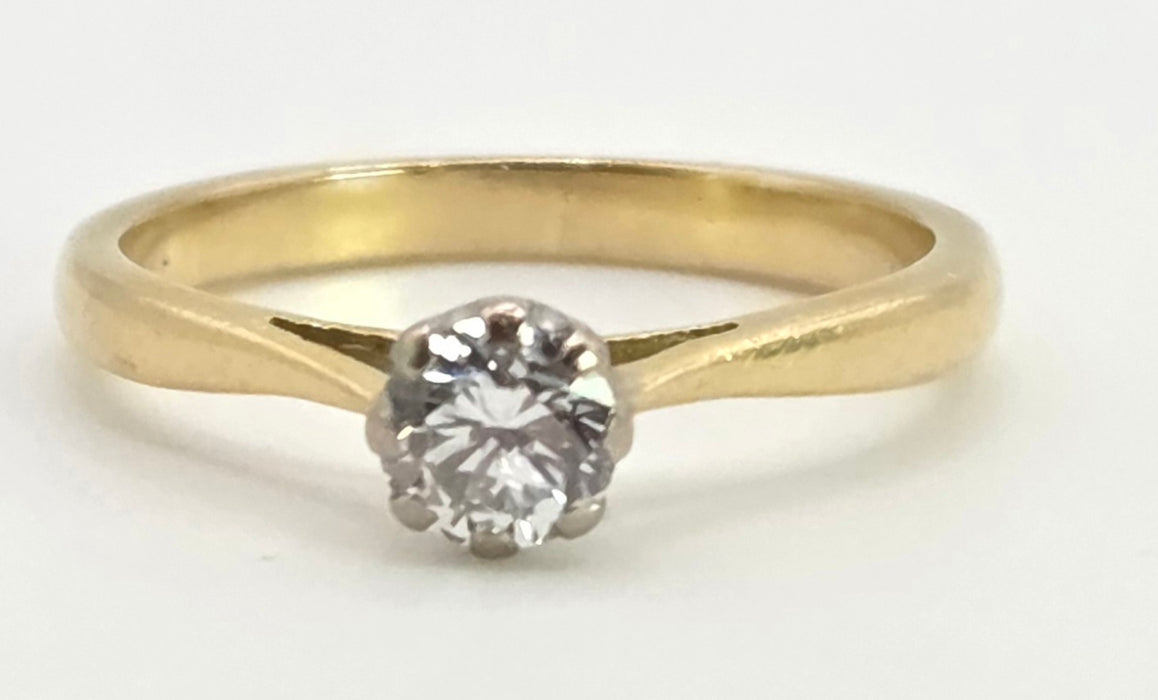 2770 Vintage: 18ct Gold Brilliant Cut Diamond (0.3ct) Solitaire Ring