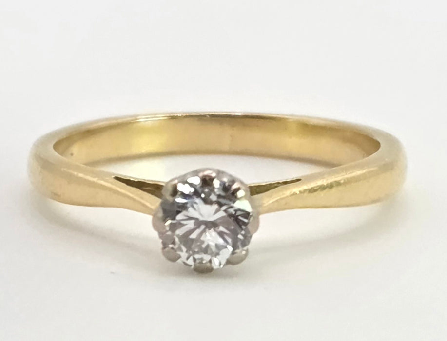2770 Vintage: 18ct Gold Brilliant Cut Diamond (0.3ct) Solitaire Ring