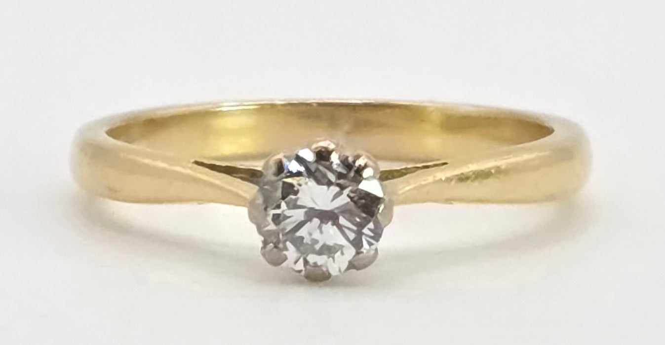 2770 Vintage: 18ct Gold Brilliant Cut Diamond (0.3ct) Solitaire Ring