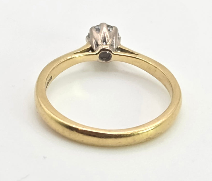 2770 Vintage: 18ct Gold Brilliant Cut Diamond (0.3ct) Solitaire Ring