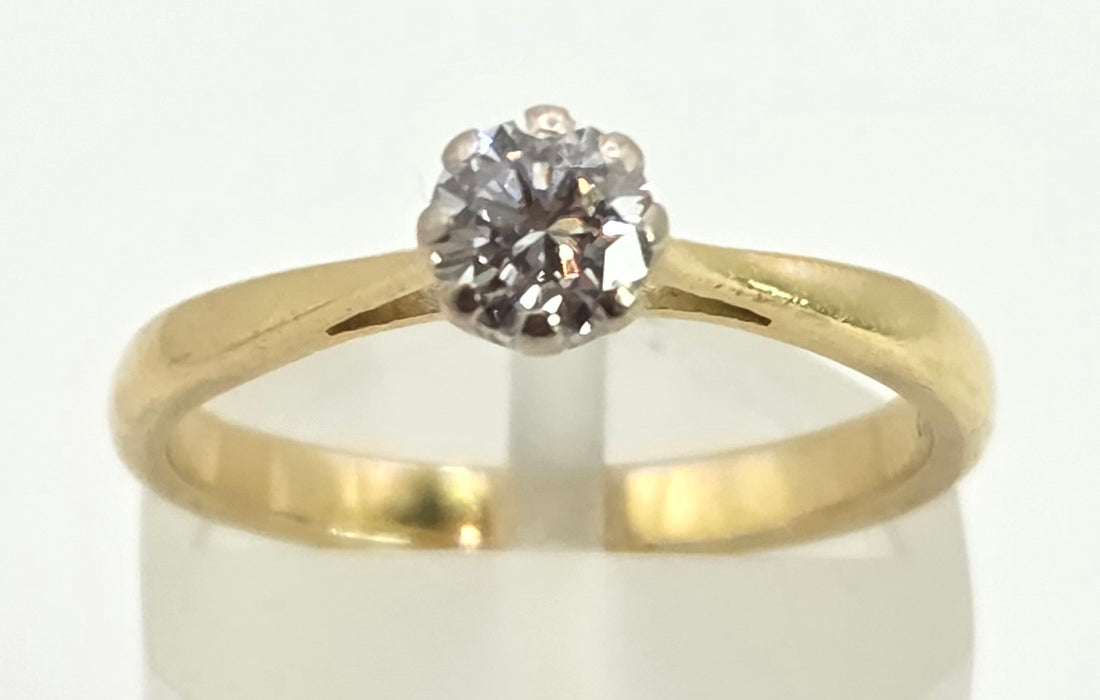 2770 Vintage: 18ct Gold Brilliant Cut Diamond (0.3ct) Solitaire Ring