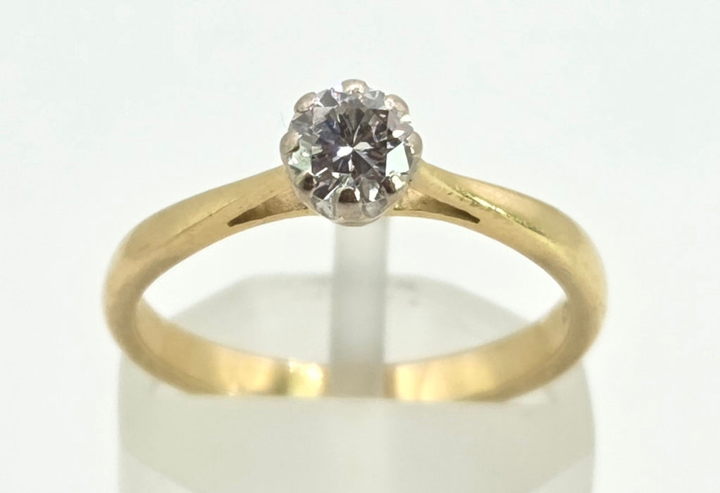 2770 Vintage: 18ct Gold Brilliant Cut Diamond (0.3ct) Solitaire Ring
