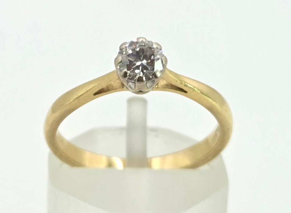 2770 Vintage: 18ct Gold Brilliant Cut Diamond (0.3ct) Solitaire Ring