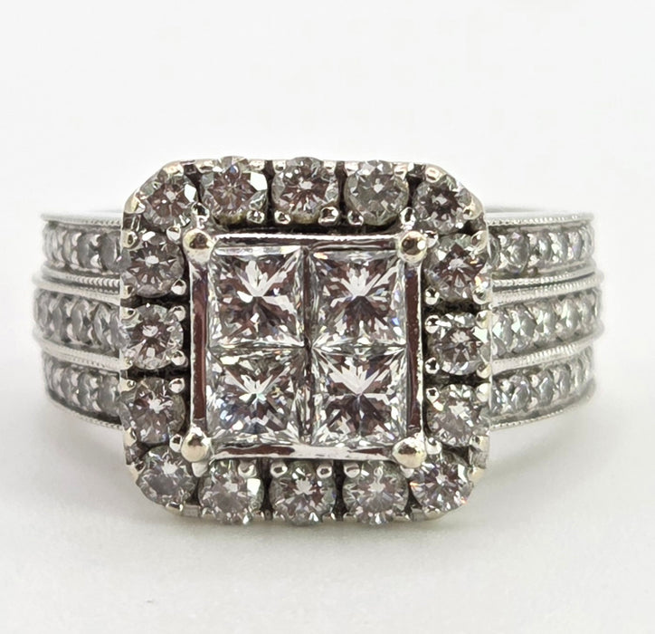 2776 Vintage: 14ct White Gold 72 Natural Sparkling Diamonds (2.52ct) Statement Ring- Extraordinary -