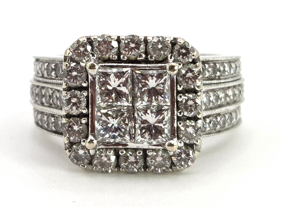 2776 Vintage: 14ct White Gold 72 Natural Sparkling Diamonds (2.52ct) Statement Ring- Extraordinary -