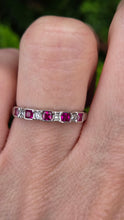 Load image into Gallery viewer, 2410: Vintage 18ct Whit Gold Rubies Diamonds Stacker/ Half- Eternity Ring
