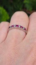 Load image into Gallery viewer, 2410: Vintage 18ct Whit Gold Rubies Diamonds Stacker/ Half- Eternity Ring
