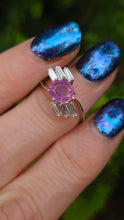 Load image into Gallery viewer, 0025:  Vintage: 18ct Gold Pink Sapphire Diamonds Geometric Set Cocktail Ring-
