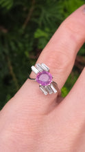 Load image into Gallery viewer, 0025:  Vintage: 18ct Gold Pink Sapphire Diamonds Geometric Set Cocktail Ring-
