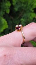 Load image into Gallery viewer, 2697: Vintage 18ct Gold Almandine Garnets Cultured Pearls Bypass Ring
