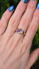 Load image into Gallery viewer, 2449 Vintage 9ct Gold Amethyst Diamonds Dress Ring
