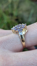 Load image into Gallery viewer, 2794: Vintage; 9ct Gold Blue Tanzanites Diamonds Cocktail Cluster Ring
