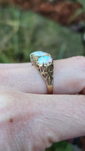 Load image into Gallery viewer, 1899: Vintage: 9ct Gold Green Diopsides Crossover Promise Ring- enchanting
