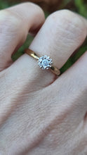 Load image into Gallery viewer, 0603: Vintage: 9ct Gold Round Faceted Cut Natural Diamond Solitaire Ring
