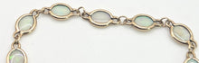 Load image into Gallery viewer, 2826: Vintage-  9ct Gold 12 Cabochon -Cut White Opals Link Bracelet (19cm)
