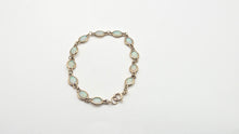 Load image into Gallery viewer, 2826: Vintage-  9ct Gold 12 Cabochon -Cut White Opals Link Bracelet (19cm)
