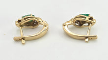 Load image into Gallery viewer, 2723: Vintage 18ct Gold Emerald  &amp; Diamonds Stud Clip Earrings
