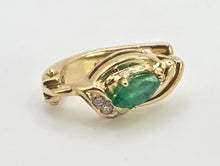 Load image into Gallery viewer, 2723: Vintage 18ct Gold Emerald  &amp; Diamonds Stud Clip Earrings

