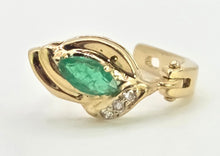 Load image into Gallery viewer, 2723: Vintage 18ct Gold Emerald  &amp; Diamonds Stud Clip Earrings
