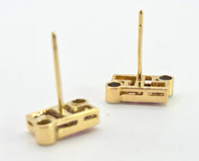 Load image into Gallery viewer, 2727: Vintage 18ct Gold Rubies &amp; Diamonds Geometric Set Stud Earrings
