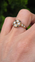 Load image into Gallery viewer, 2555- Vintage 9ct Gold Blues Sapphires Pearls Geometric Set Dress Ring

