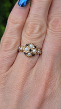 Load image into Gallery viewer, 2555- Vintage 9ct Gold Blues Sapphires Pearls Geometric Set Dress Ring
