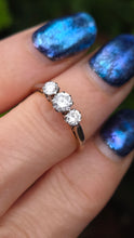 Load image into Gallery viewer, 0149Vintage: 18ct Gold Platinum Setting Round Brilliants Cut Diamonds (0.57ct) Trilogy Ring
