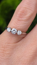 Load image into Gallery viewer, 0149Vintage: 18ct Gold Platinum Setting Round Brilliants Cut Diamonds (0.57ct) Trilogy Ring
