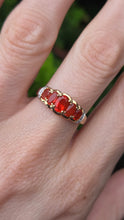 Load image into Gallery viewer, 2545; Vintage 9ct Gold Fire Opals Diamonds Dress Ring
