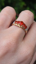 Load image into Gallery viewer, 2545; Vintage 9ct Gold Fire Opals Diamonds Dress Ring
