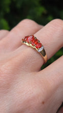 Load image into Gallery viewer, 2545; Vintage 9ct Gold Fire Opals Diamonds Dress Ring
