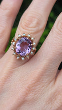 Load image into Gallery viewer, 1178 Vintage &amp; Old Large Faceted Lilac Amethyst 14 See Pearls Ring
