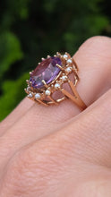 Load image into Gallery viewer, 1178 Vintage &amp; Old Large Faceted Lilac Amethyst 14 See Pearls Ring
