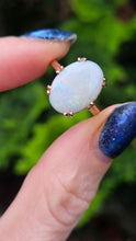 Load image into Gallery viewer, 1847: Vintage; 9ct Gold Oval Cabochon White Opal Solitaire- lovely colour play
