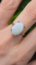 Load image into Gallery viewer, 1847: Vintage; 9ct Gold Oval Cabochon White Opal Solitaire- lovely colour play
