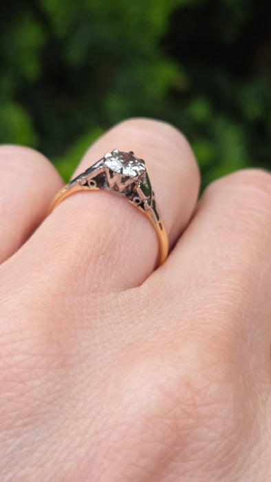 2075: Vintage: 18ct Gold (0.63ct) Round Cut Diamond Solitaire Set in Platinum- Marvellous
