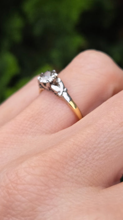 2075: Vintage: 18ct Gold (0.63ct) Round Cut Diamond Solitaire Set in Platinum- Marvellous