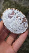 Load image into Gallery viewer, 2579: Vintage 9ct Gold Large Carved Italian Themed Cameo Brooch
