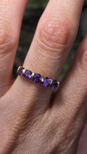 Load image into Gallery viewer, 2548: Vintage: 9ct Gold 5 Lilac Amethysts Dress/Stacker Ring

