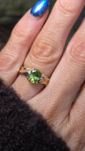Load image into Gallery viewer, 2477 Vintage; 9ct Gold Peridot White Sapphire Accents Dress Ring

