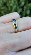 Load image into Gallery viewer, 2378: Vintage; 18ct Gold Blue Sapphires Diamonds Dress/ Stacker Ring
