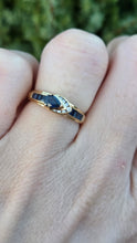 Load image into Gallery viewer, 2378: Vintage; 18ct Gold Blue Sapphires Diamonds Dress/ Stacker Ring
