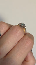 Load image into Gallery viewer, 2012: Vintage: 18ct Gold Blue Aquamarine Diamonds 3-Stone Straight Ring
